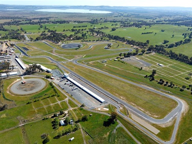 aerial view with pits in the middle