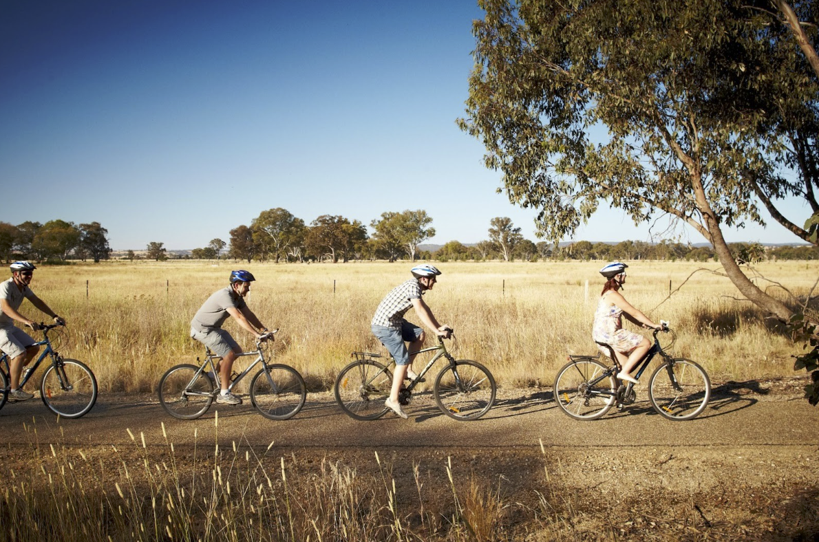 family cycling